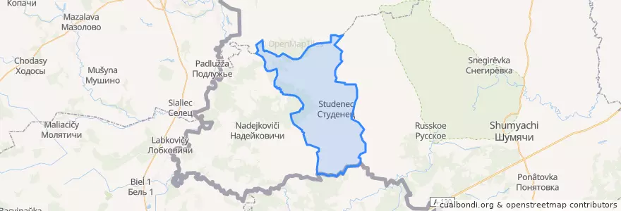 Mapa de ubicacion de Студенецкое сельское поселение.