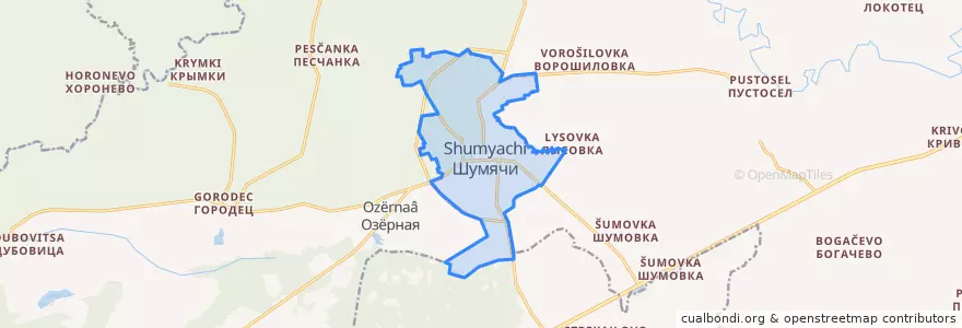 Mapa de ubicacion de Шумячское городское поселение.