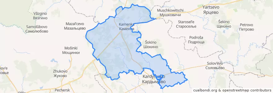 Mapa de ubicacion de Каменское сельское поселение.