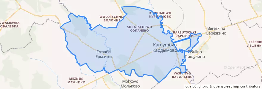 Mapa de ubicacion de Кардымовское городское поселение.