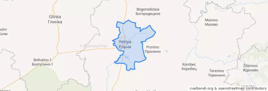 Mapa de ubicacion de Ельнинское городское поселение.