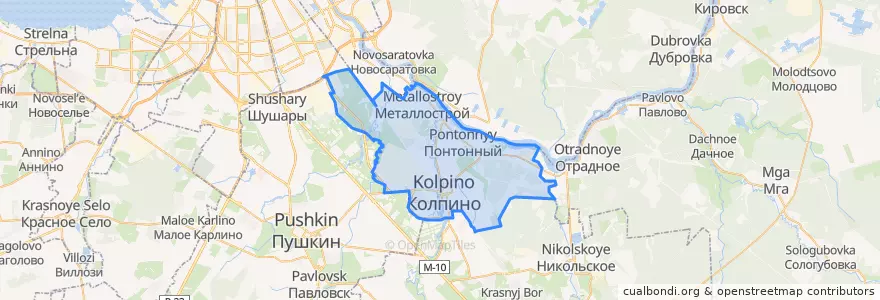 Mapa de ubicacion de Колпинский район.