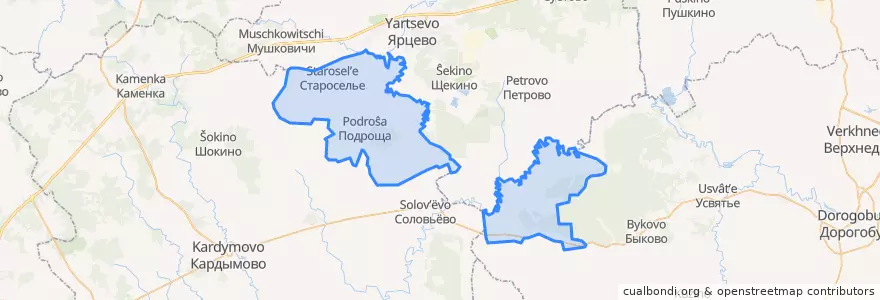Mapa de ubicacion de Подрощинское сельское поселение.