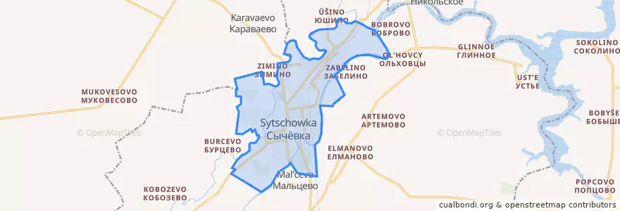 Mapa de ubicacion de Сычёвское городское поселение.