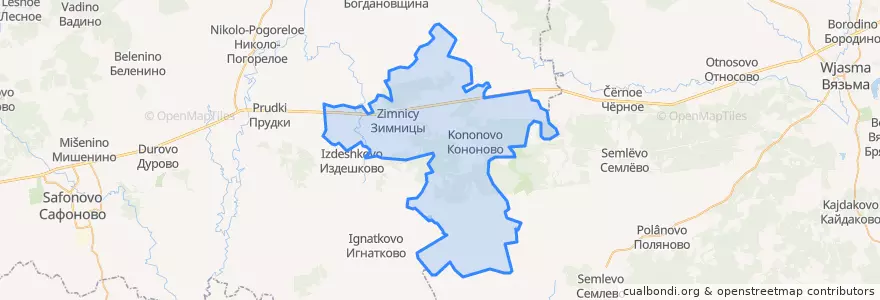 Mapa de ubicacion de Зимницкое сельское поселение.