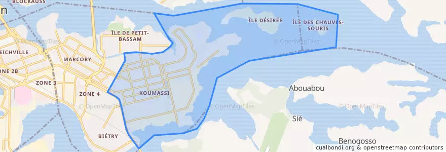 Mapa de ubicacion de Koumassi.