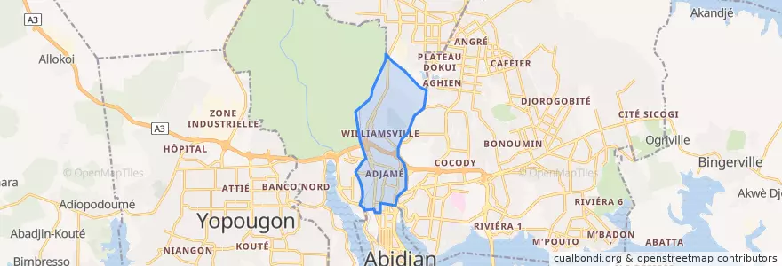 Mapa de ubicacion de Adjamé.