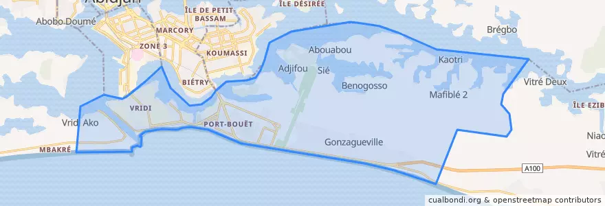 Mapa de ubicacion de Port-Bouët.
