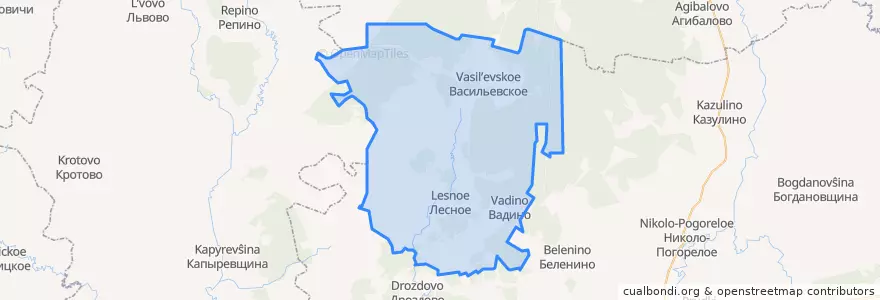 Mapa de ubicacion de Вадинское сельское поселение.