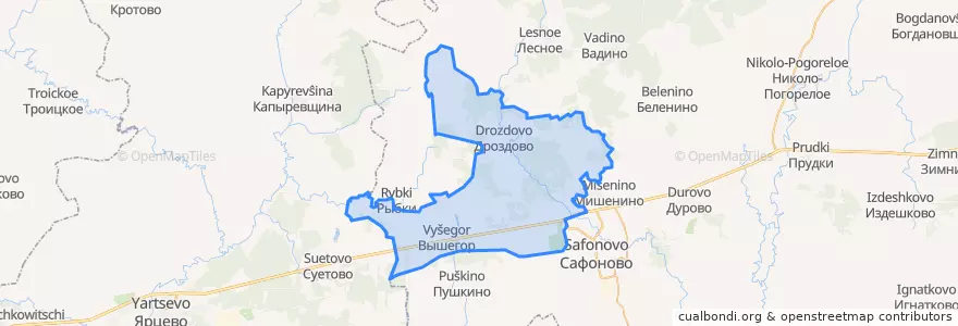 Mapa de ubicacion de Вышегорское сельское поселение.