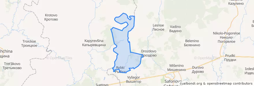 Mapa de ubicacion de Рыбковское сельское поселение.