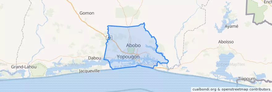 Mapa de ubicacion de Abidjan.