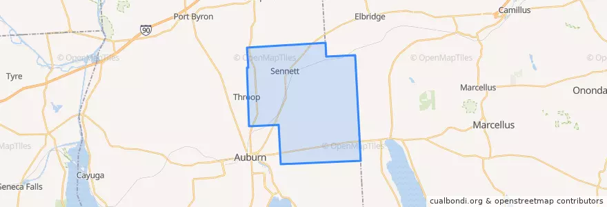 Mapa de ubicacion de Town of Sennett.