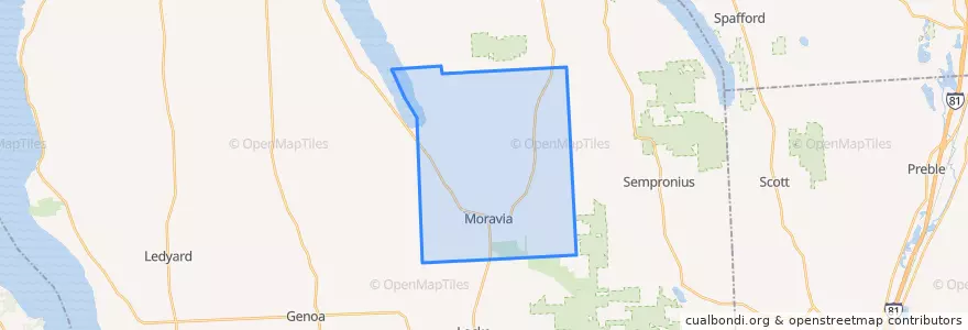 Mapa de ubicacion de Town of Moravia.
