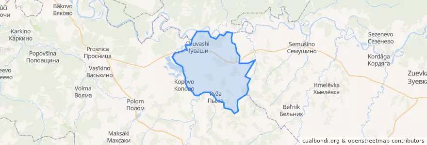 Mapa de ubicacion de Чувашевское сельское поселение.
