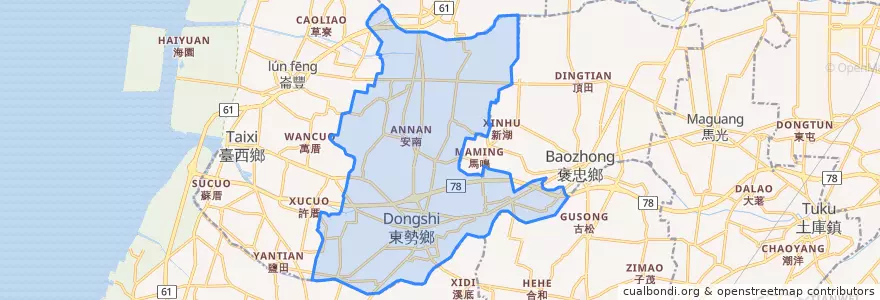 Mapa de ubicacion de 東勢鄉.