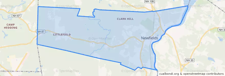 Mapa de ubicacion de Newfields.