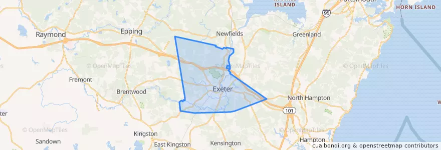 Mapa de ubicacion de Exeter.