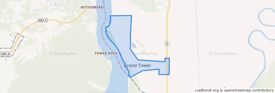 Mapa de ubicacion de Grand Tower City Limits.