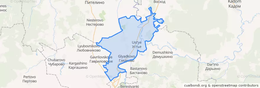 Mapa de ubicacion de Глядковское сельское поселение.