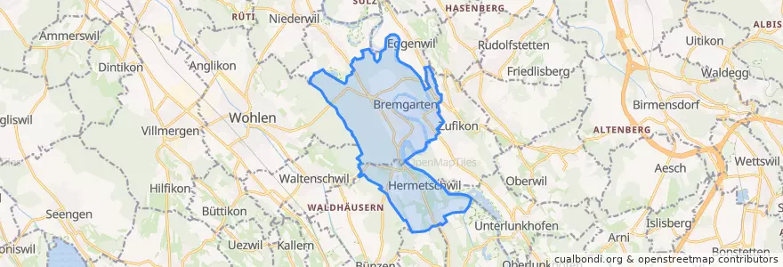 Mapa de ubicacion de Bremgarten (AG).