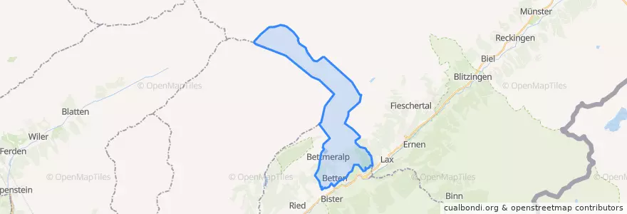 Mapa de ubicacion de Bettmeralp.