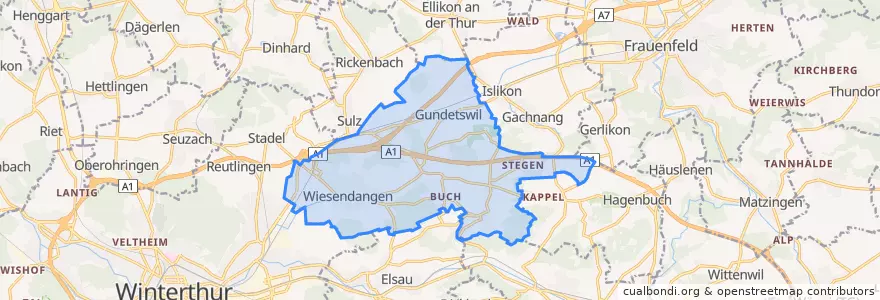 Mapa de ubicacion de Wiesendangen.