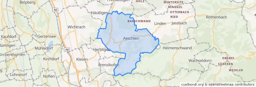 Mapa de ubicacion de Oberdiessbach.