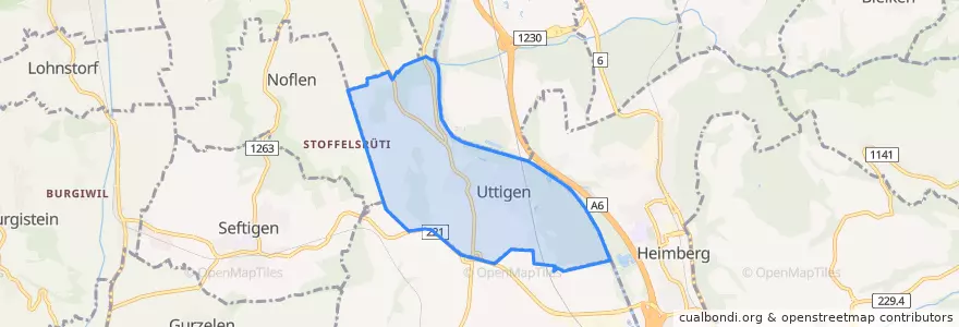 Mapa de ubicacion de Uttigen.