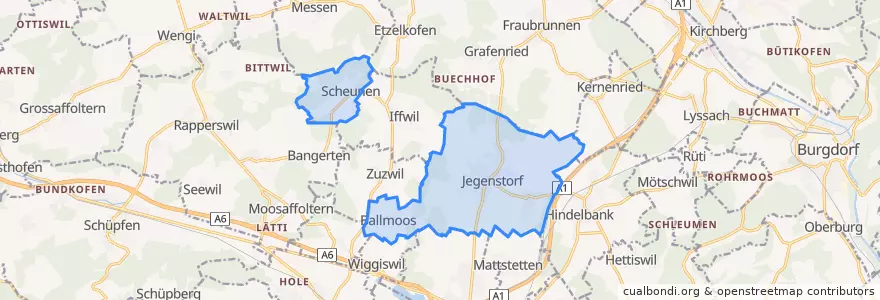 Mapa de ubicacion de Jegenstorf.