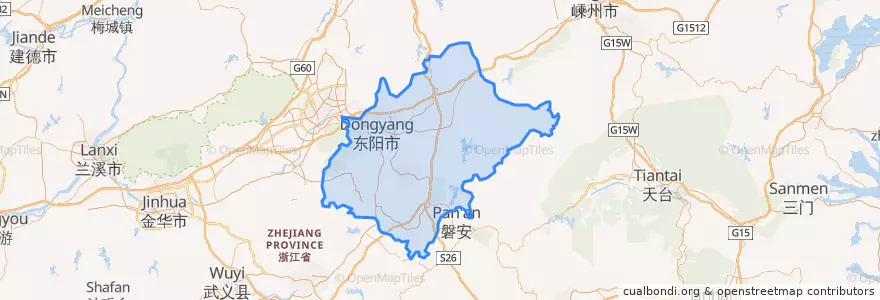 Mapa de ubicacion de 东阳市 (Dongyang).