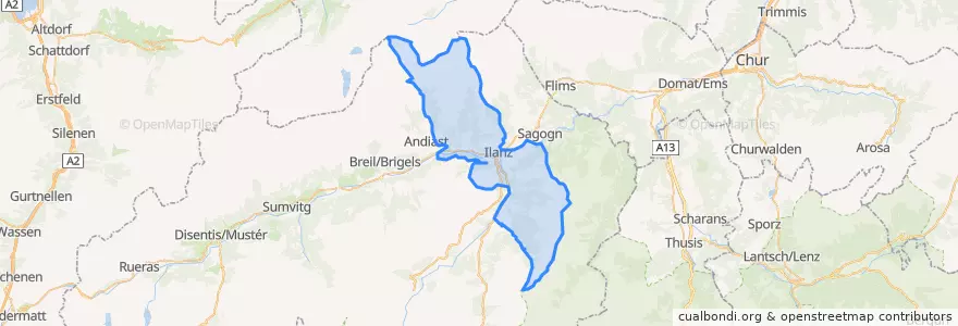 Mapa de ubicacion de Ilanz/Glion.