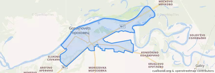 Mapa de ubicacion de городское поселение Гороховец.