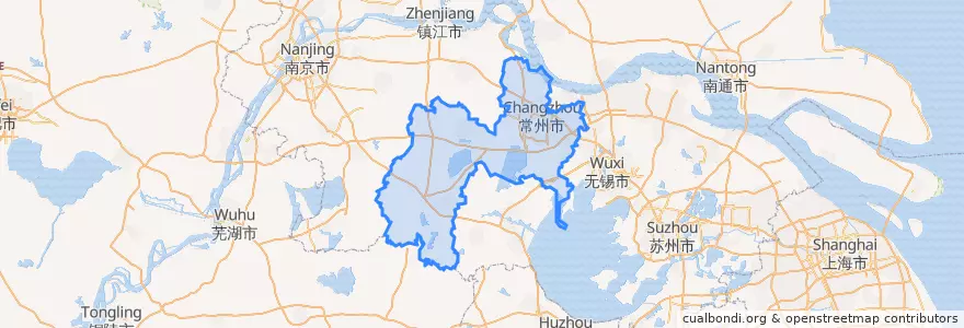 Mapa de ubicacion de 常州市.