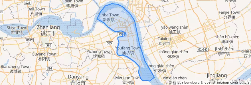 Mapa de ubicacion de 扬中市.