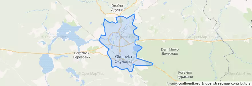 Mapa de ubicacion de Окуловское городское поселение.
