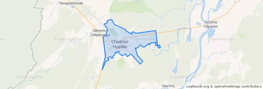Mapa de ubicacion de городское поселение Чудово.