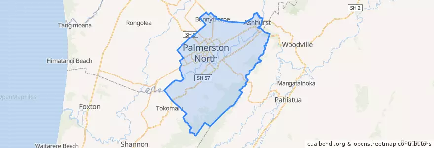 Mapa de ubicacion de Palmerston North City.