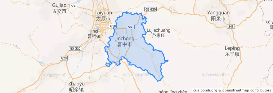 Mapa de ubicacion de 榆次区.