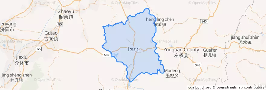 Mapa de ubicacion de Yushe County.