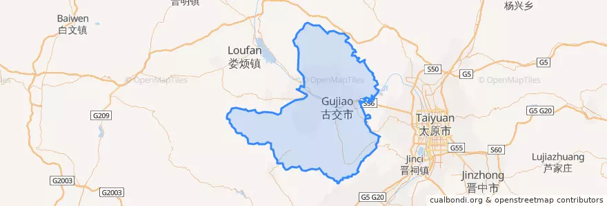 Mapa de ubicacion de 古交市.