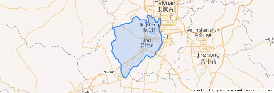 Mapa de ubicacion de 晋源区.