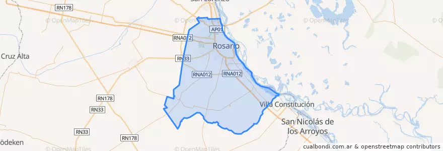 Mapa de ubicacion de Departamento Rosario.