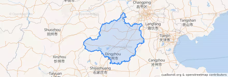 Mapa de ubicacion de Baoding City.