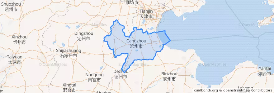 Mapa de ubicacion de 滄州市.