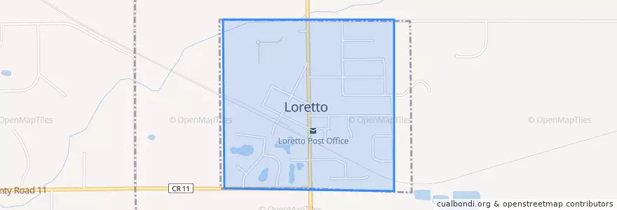 Mapa de ubicacion de Loretto.