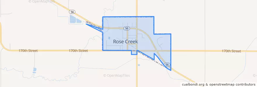 Mapa de ubicacion de Rose Creek.