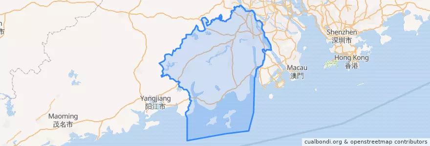 Mapa de ubicacion de Jiangmen City.