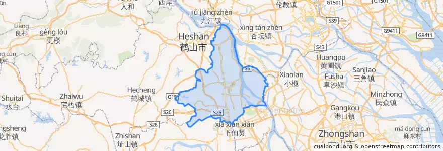 Mapa de ubicacion de 蓬江区.
