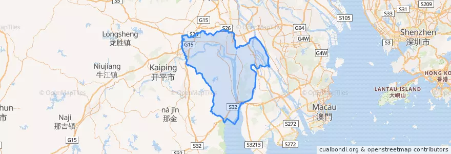 Mapa de ubicacion de 新会区.